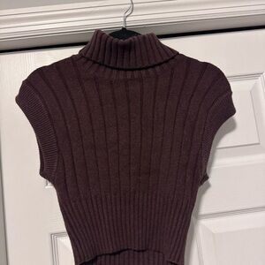 Super Soft Elegant Ribbed Turtleneck Sweater - Deep Brown